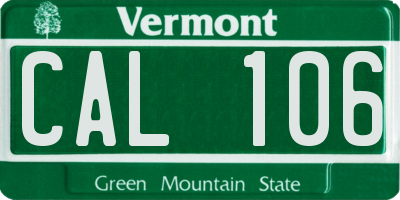 VT license plate CAL106