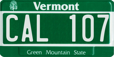 VT license plate CAL107