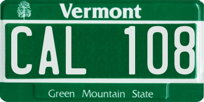 VT license plate CAL108