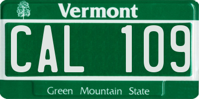 VT license plate CAL109