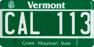 VT license plate CAL113