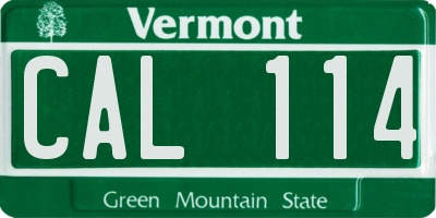VT license plate CAL114
