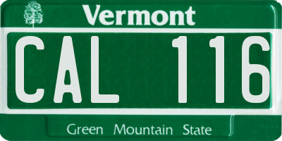 VT license plate CAL116