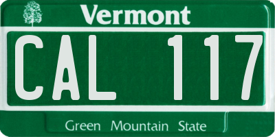 VT license plate CAL117