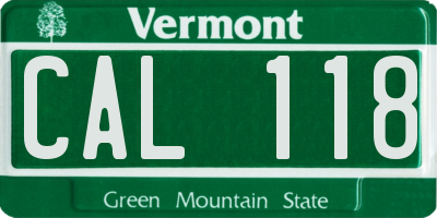 VT license plate CAL118
