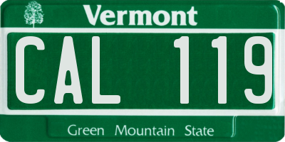 VT license plate CAL119