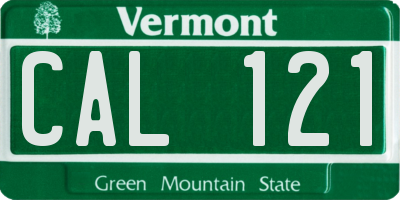VT license plate CAL121