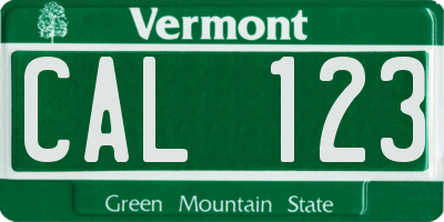 VT license plate CAL123