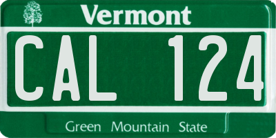 VT license plate CAL124