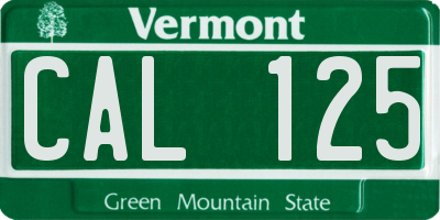 VT license plate CAL125