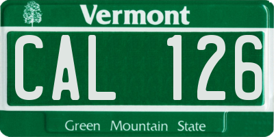 VT license plate CAL126