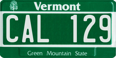 VT license plate CAL129