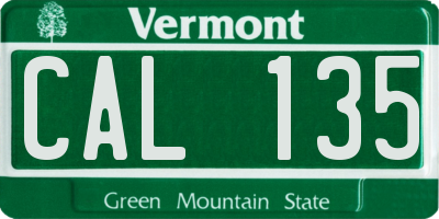 VT license plate CAL135