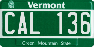 VT license plate CAL136