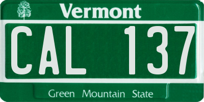 VT license plate CAL137