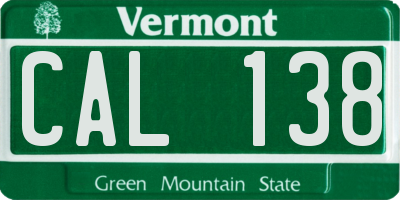 VT license plate CAL138