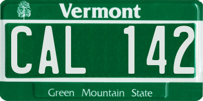 VT license plate CAL142