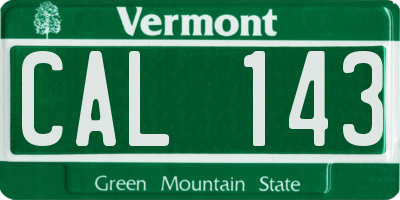 VT license plate CAL143