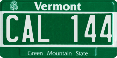 VT license plate CAL144