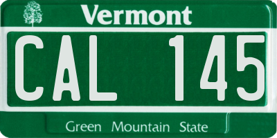 VT license plate CAL145
