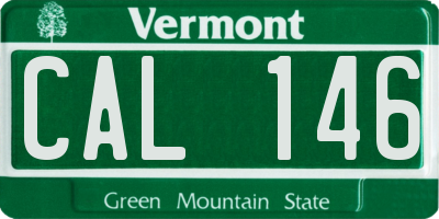 VT license plate CAL146