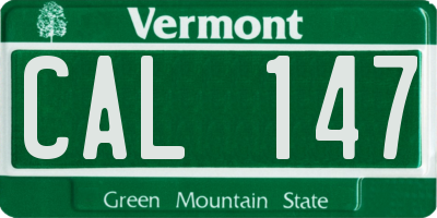 VT license plate CAL147