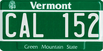 VT license plate CAL152