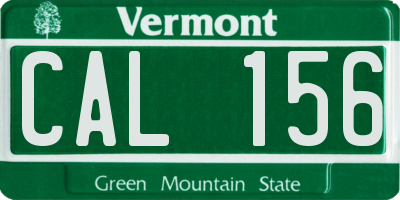 VT license plate CAL156