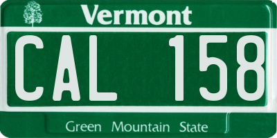 VT license plate CAL158