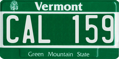 VT license plate CAL159
