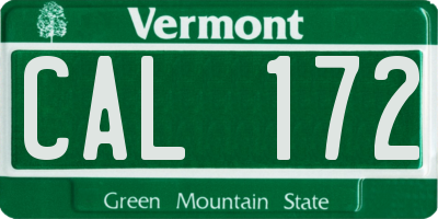 VT license plate CAL172