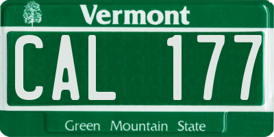 VT license plate CAL177