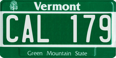 VT license plate CAL179