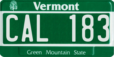 VT license plate CAL183