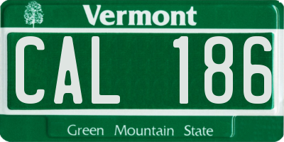 VT license plate CAL186
