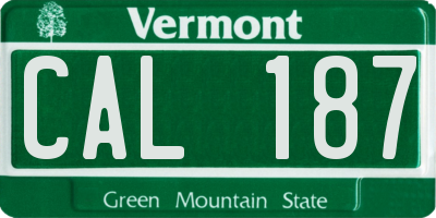 VT license plate CAL187