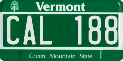 VT license plate CAL188