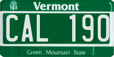 VT license plate CAL190
