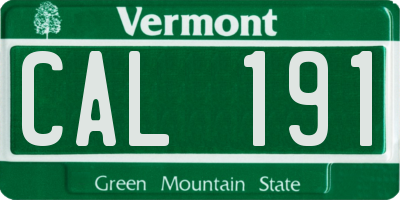 VT license plate CAL191