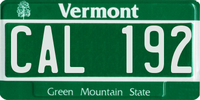 VT license plate CAL192