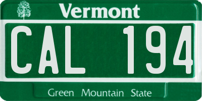 VT license plate CAL194