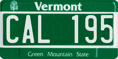 VT license plate CAL195