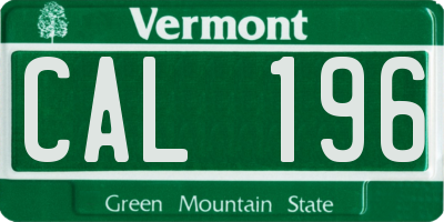 VT license plate CAL196