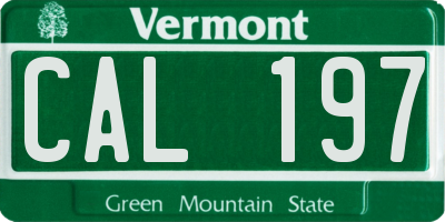 VT license plate CAL197