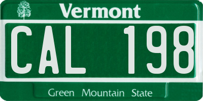 VT license plate CAL198