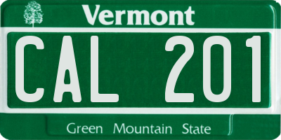 VT license plate CAL201
