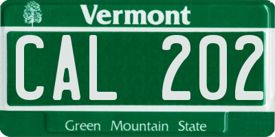 VT license plate CAL202