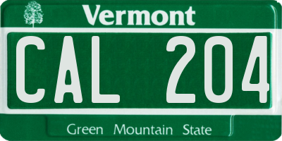 VT license plate CAL204