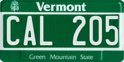 VT license plate CAL205