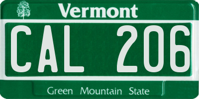 VT license plate CAL206